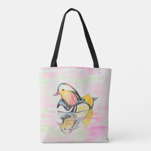Mandarijnse duck Ink en Waterverf Schilderen Tote Bag (Achterkant)