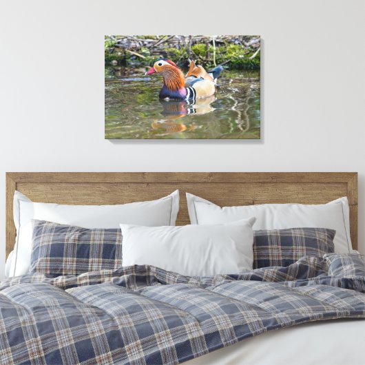 Mandarijnse eend canvas afdruk (Insitu (Slaapkamer))
