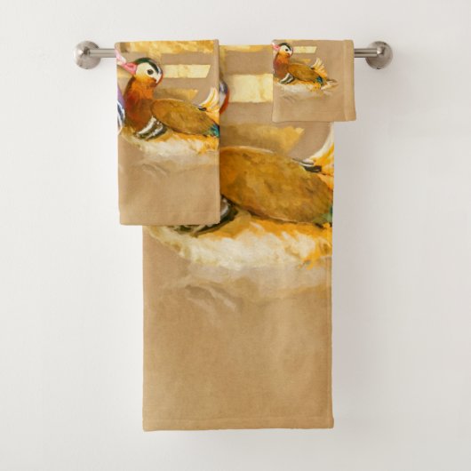 Mandarijnse eenden en dubbelgelukssymbool bad handdoek (Insitu)