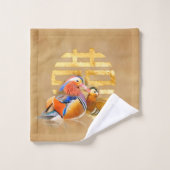 Mandarijnse eenden en dubbelgelukssymbool bad handdoek (Wasdoekje)