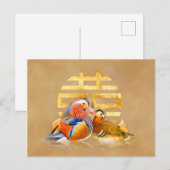 Mandarijnse eenden en dubbelgelukssymbool briefkaart (Voorkant / Achterkant)