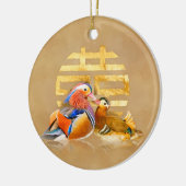 Mandarijnse eenden en dubbelgelukssymbool keramisch ornament (Links)
