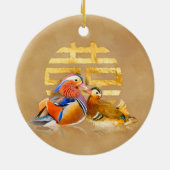 Mandarijnse eenden en dubbelgelukssymbool keramisch ornament (Achterkant)