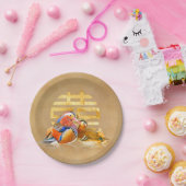 Mandarijnse eenden en dubbelgelukssymbool papieren bordje (Feest)