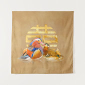 Mandarijnse eenden en dubbelgelukssymbool wandkleed (Voorkant)