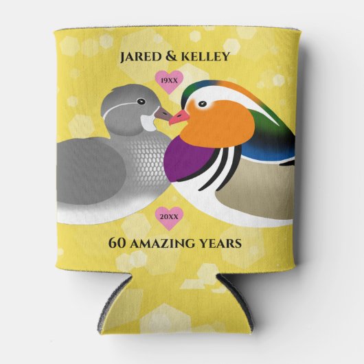 Mandarijnse eenden Lovevogels Elk Jubileum jaar Blikjeskoeler (Voorkant)