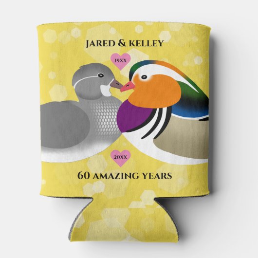 Mandarijnse eenden Lovevogels Elk Jubileum jaar Blikjeskoeler (Achterkant)