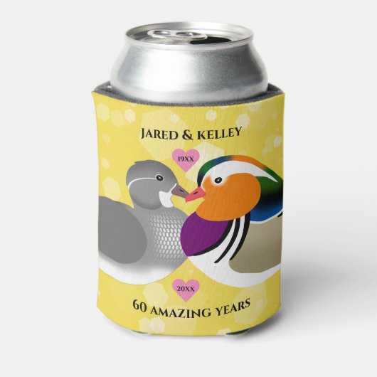 Mandarijnse eenden Lovevogels Elk Jubileum jaar Blikjeskoeler (Blikje Achterkant)