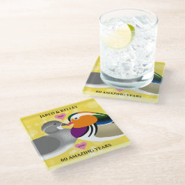 Mandarijnse eenden Lovevogels Elk Jubileum jaar Glazen Onderzetter