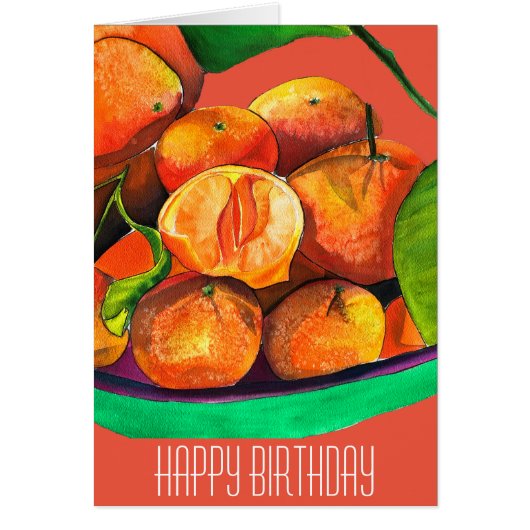 Mandarijnse oranje waterverf fruitkunst (Voorkant)