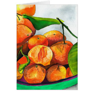 Mandarijnse oranje waterverf fruitkunst
