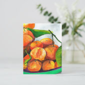 Mandarijnse oranje waterverf fruitkunst briefkaart (Staand voorkant)