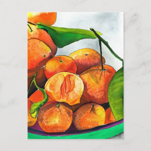 Mandarijnse oranje waterverf fruitkunst briefkaart (Voorkant)