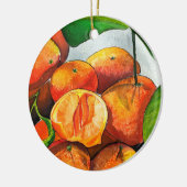 Mandarijnse oranje waterverf fruitkunst keramisch ornament (Links)