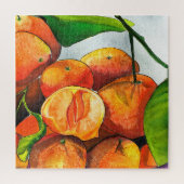 Mandarijnse oranje waterverf fruitkunst legpuzzel (Verticaal)