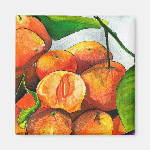 Mandarijnse oranje waterverf fruitkunst magneet