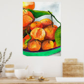 Mandarijnse oranje waterverf fruitkunst poster (Keuken)