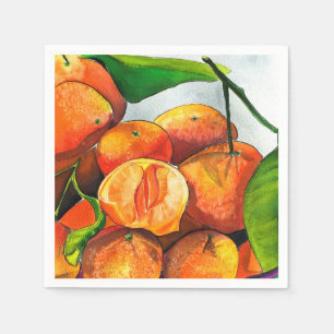 Mandarijnse oranje waterverf fruitkunst servet