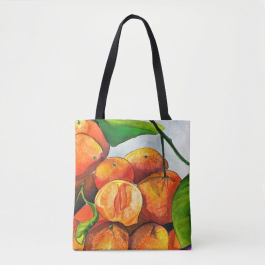 Mandarijnse oranje waterverf fruitkunst tote bag (Voorkant)