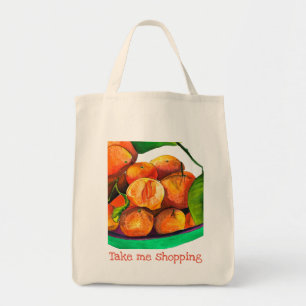Mandarijnse oranje waterverf fruitkunst tote bag