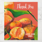 Mandarijnse oranje waterverf fruitkunst wijn etiket (Enkel label)