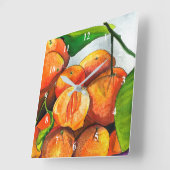 Mandarijnse sinaasappels waterverf vierkante klok (Hoek)