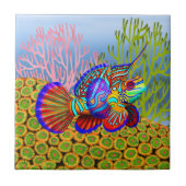 Mandarijnse vis op Zoanthid Corals Tile Tegeltje (Voorkant)