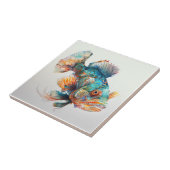 Mandarijnse vis, Waterverf, keramische Tegel Tegeltje (Zijkant)