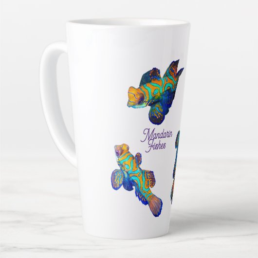 Mandarijnvissen latte mok (Linkerhoek)