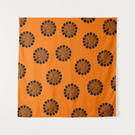 Mandarin Dreams Oranje en Black Pattern Wandkleed (Voorkant (horizontaal))