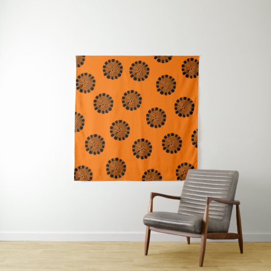 Mandarin Dreams Oranje en Black Pattern Wandkleed (In Situ (horizontaal))