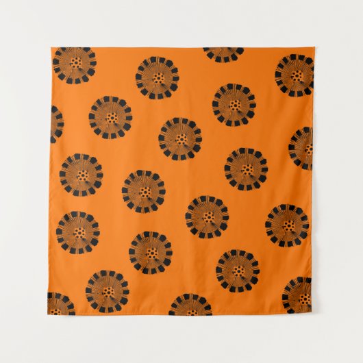 Mandarin Dreams Oranje en Black Pattern Wandkleed (Voorkant)