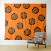 Mandarin Dreams Oranje en Black Pattern Wandkleed (In Situ (horizontaal))