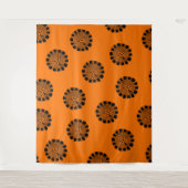 Mandarin Dreams Oranje en Black Pattern Wandkleed (Voorkant)