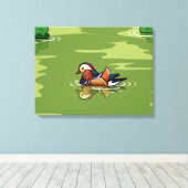Mandarin Duck close-up canvasprint Canvas Afdruk (Insitu (Houten vloer))