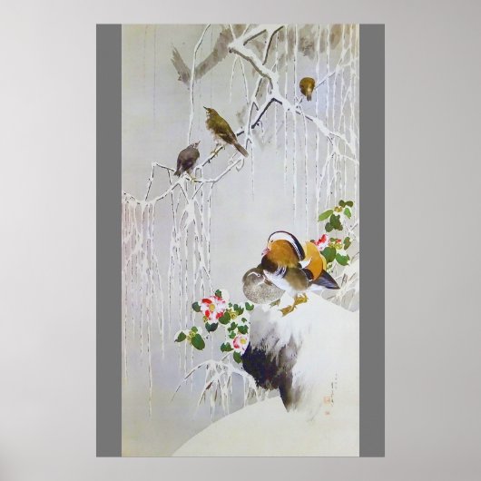 Mandarin Duck in Snow Scene, Watanabe Seitei Poster (Voorkant)