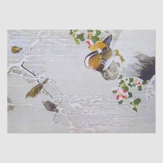 Mandarin Duck in Snow Scene, Watanabe Seitei Tissuepapier (Voorkant)