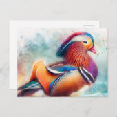Mandarin Duck Kleurrijke Waterverf Briefkaart (Voorkant / Achterkant)