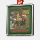 Mandarin Duck Merry Kerstombedomde Silver Metalen Ornament (Links)