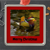 Mandarin Duck Merry Red omhuld Metalen Ornament