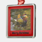 Mandarin Duck Merry Red omhuld Metalen Ornament (Links)