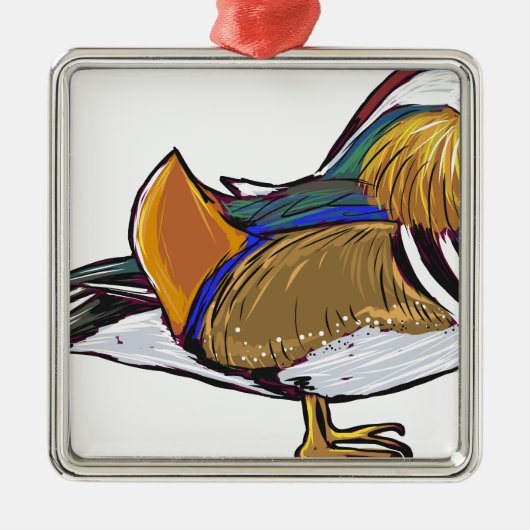 Mandarin Duck Sketch Metalen Ornament (Voorkant)