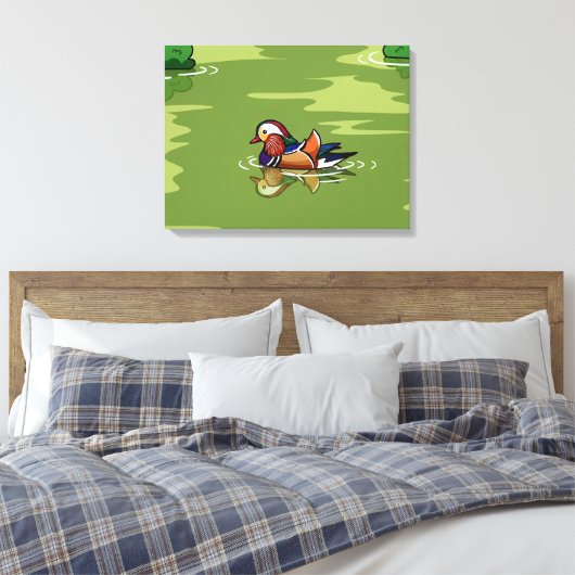 Mandarin Duck up close canvas print (Insitu (Slaapkamer))