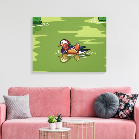 Mandarin Duck up close canvas print (Insitu (Woonkamer))