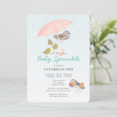 Mandarin Ducks Baby Sprinkle Shower Invitation Kaart (Staand voorkant)