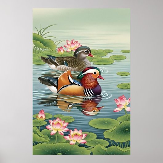 Mandarin Ducks Feng Shui Painting – Love & Harmony Poster (Voorkant)