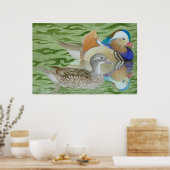 Mandarin Ducks op een meer Poster (Keuken)