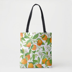 Mandarin Fruit Seamless Tropical Pattern, Colorful Tote Bag