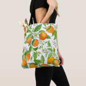 Mandarin Fruit Seamless Tropical Pattern, Colorful Tote Bag (Dichtbij)