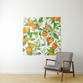 Mandarin Fruit Seamless Tropical Pattern, Colorful Wandkleed (In Situ (horizontaal))